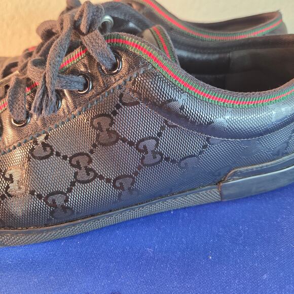 Vintage Gucci Guccissima Imprime Black GG Sneakers 233321 Men\'s 8/Women\'s 10 main image 7